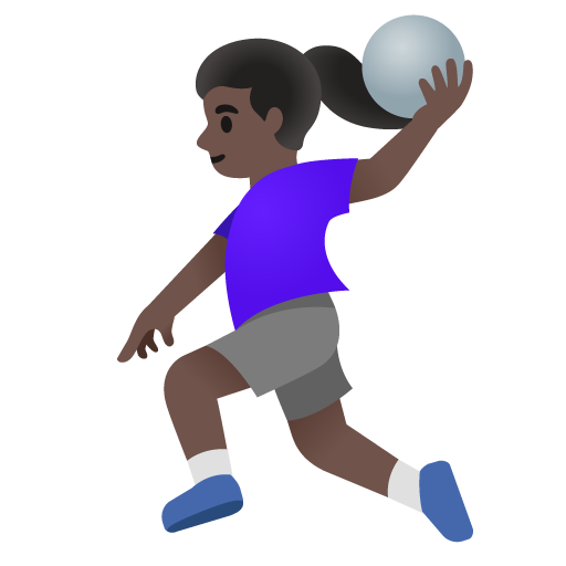 Woman Playing Handball: Dark Skin Tone