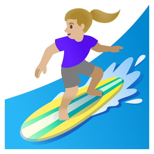 Woman Surfing: Medium-Light Skin Tone