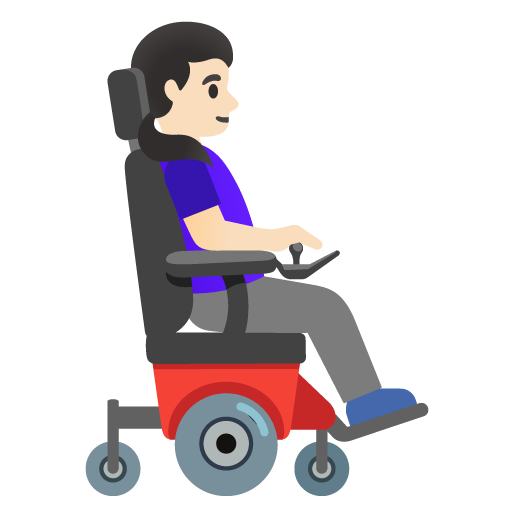 Woman in Motorized Wheelchair Facing Right: Light Skin Tone