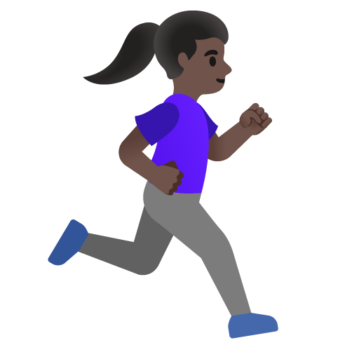 Woman Running Facing Right: Dark Skin Tone