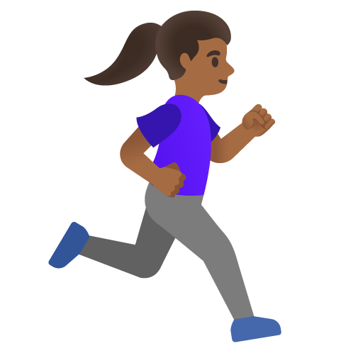 Woman Running Facing Right: Medium-Dark Skin Tone