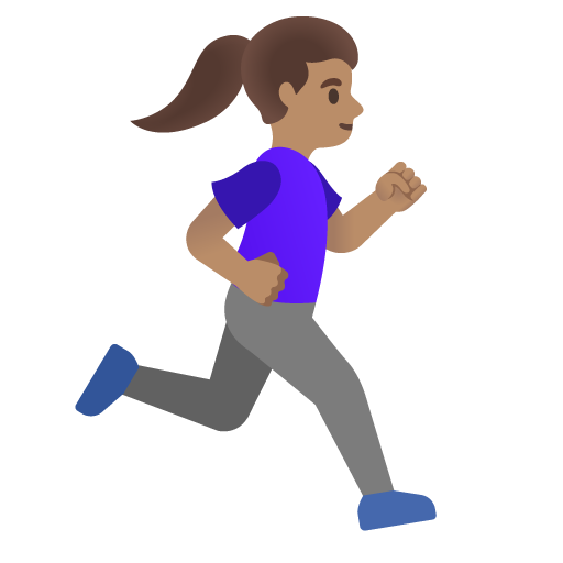 Woman Running Facing Right: Medium Skin Tone