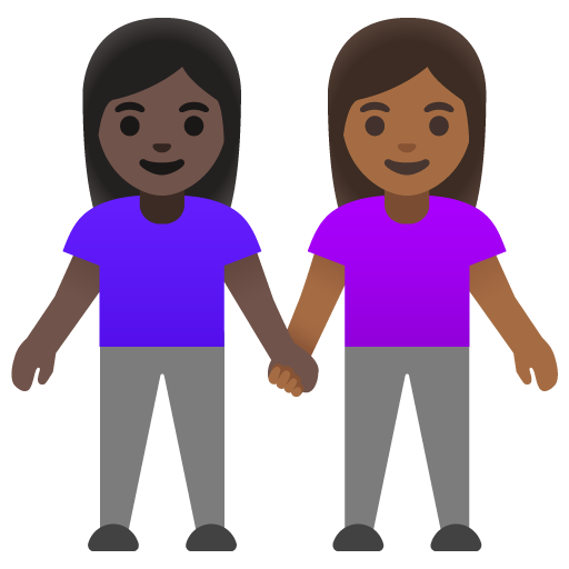 Women Holding Hands: Dark Skin Tone, Medium-Dark Skin Tone