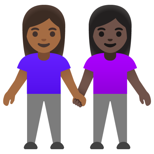 Women Holding Hands: Medium-Dark Skin Tone, Dark Skin Tone