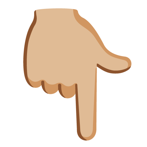 Указывающий вниз палец: светлый тон кожи для Google 16.0