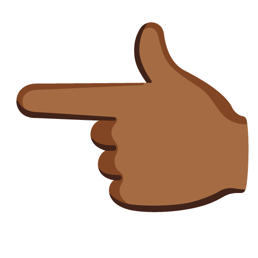 Указывающий налево палец: темный тон кожи для Google 16.0