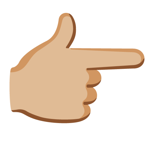 Указывающий направо палец: светлый тон кожи для Google 16.0