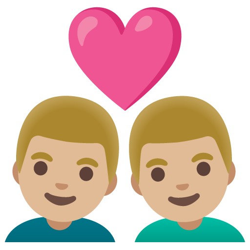 Закохана пара: чоловік чоловік світлий тон шкіри для Google 16.0