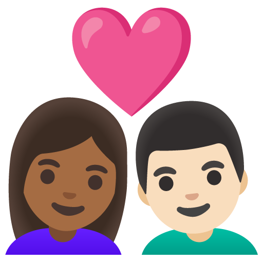 Закохана пара: жінка чоловік темний тон шкіри дуже світлий тон шкіри для Google 16.0