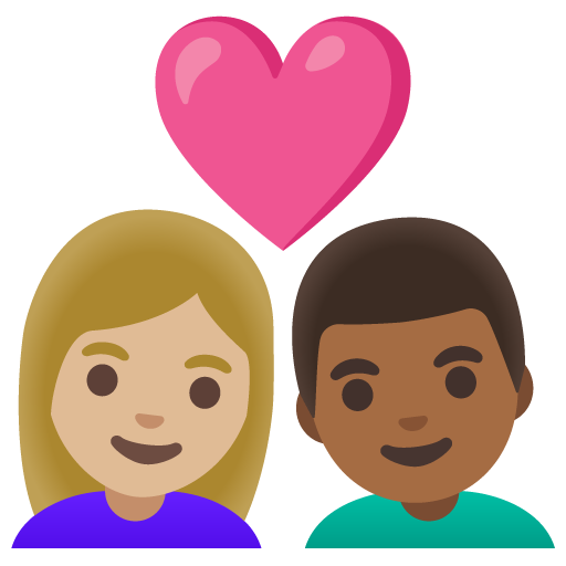 Закохана пара: жінка чоловік світлий тон шкіри темний тон шкіри для Google 16.0