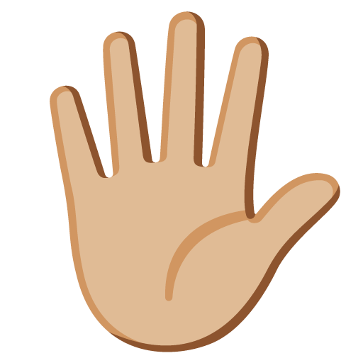 Розкрита долоня: світлий тон шкіри для Google 16.0