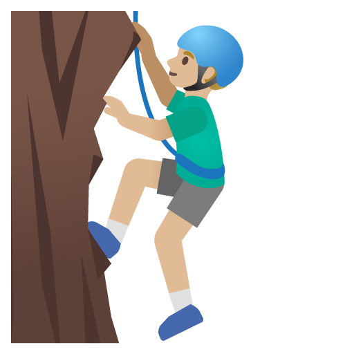 Чоловік піднімається по скелі: світлий тон шкіри для Google 16.0