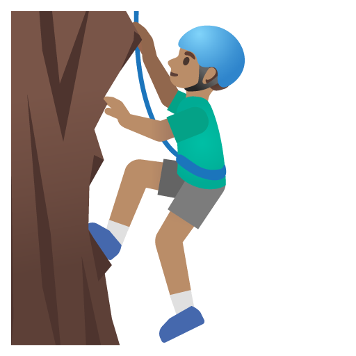 Чоловік піднімається по скелі: середній тон шкіри для Google 16.0