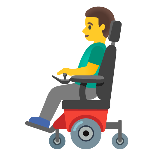 Чоловік в електричному кріслі-візку для Google 16.0