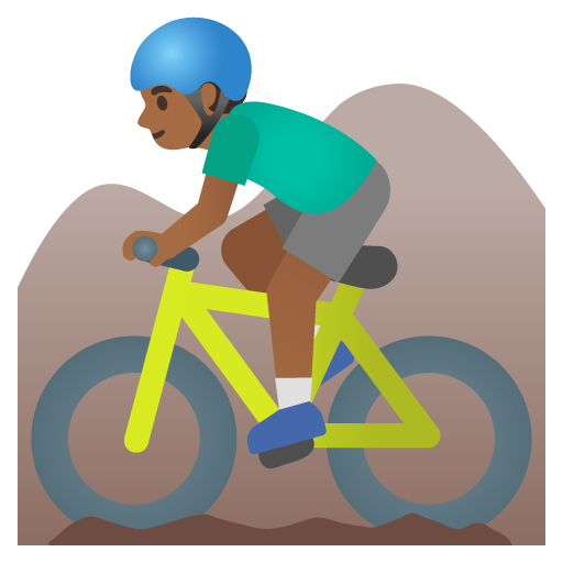 Чоловік на гірському велосипеді: темний тон шкіри для Google 16.0