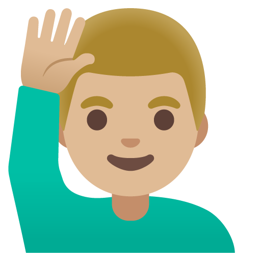 Чоловік з піднятою рукою: світлий тон шкіри для Google 16.0