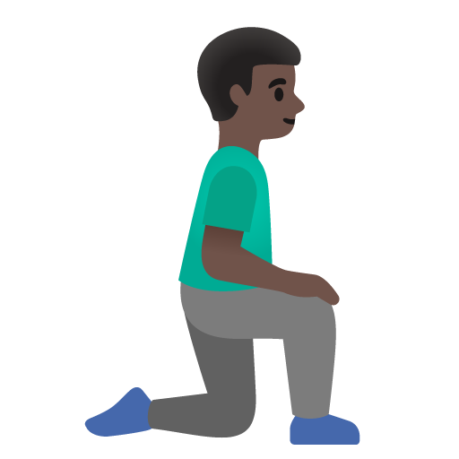 Мужчина стоит на коленях, смотрит вправо: темный оттенок кожи для Google 16.0