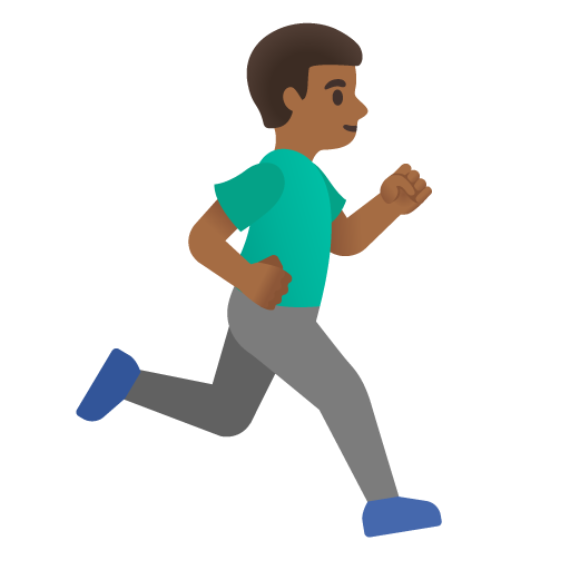 Мужчина бежит вправо: средне-темный тон кожи для Google 16.0