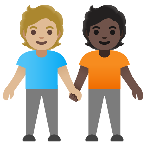 Люди, держащиеся за руки: светлый тон кожи очень темный тон кожи для Google 16.0