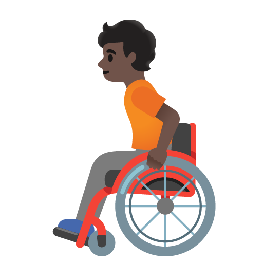 Человек в кресле-коляске с ручным приводом: очень темный тон кожи для Google 16.0