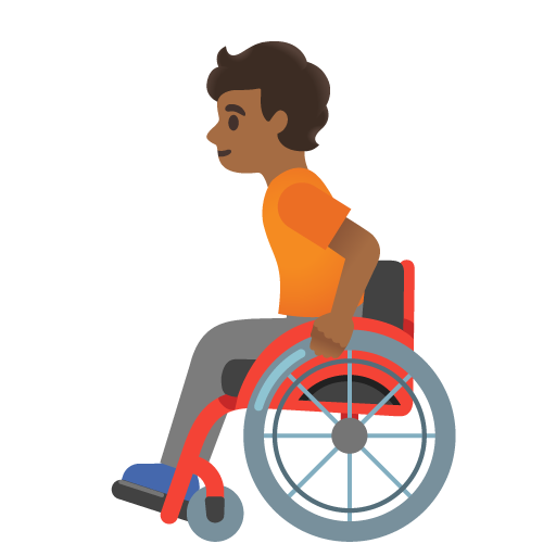 Человек в кресле-коляске с ручным приводом: темный тон кожи для Google 16.0