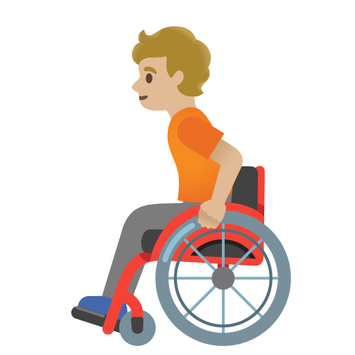 Людина в кріслі-візку з ручним приводом: світлий тон шкіри для Google 16.0