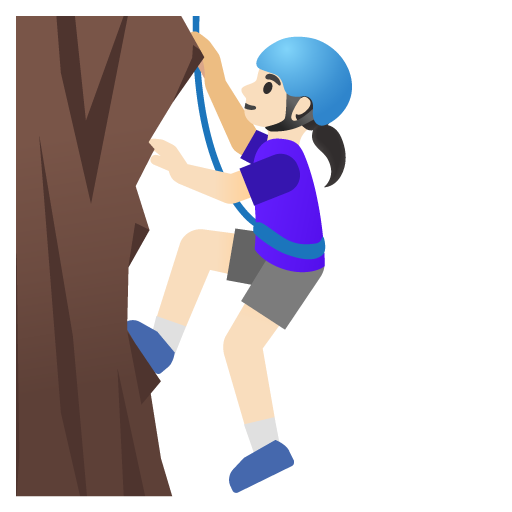 Женщина взбирается по скале: очень светлый тон кожи для Google 16.0