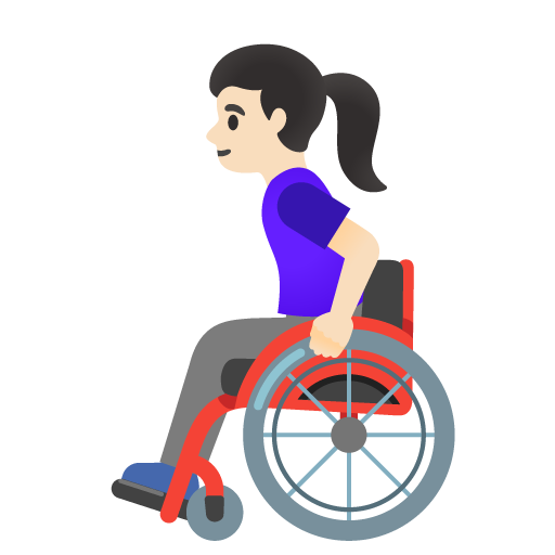 Жінка в ручному кріслі-колясці: дуже світлий тон шкіри для Google 16.0