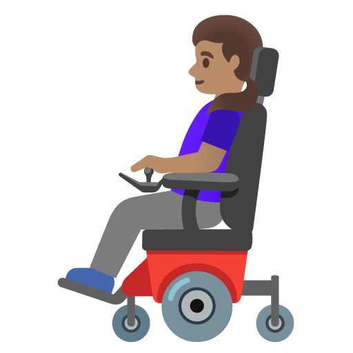 Женщина в электрическом кресле-коляске: средний тон кожи для Google 16.0
