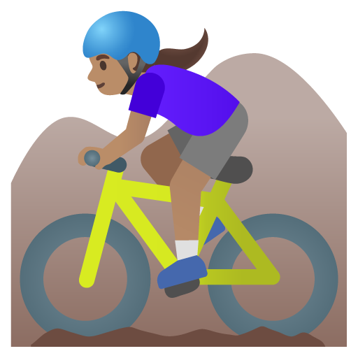 Жінка на гірському велосипеді: середній тон шкіри для Google 16.0