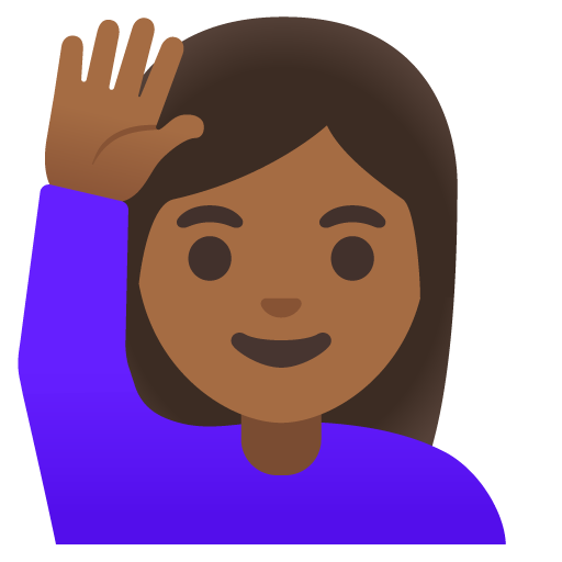 Жінка з піднятою рукою: темний тон шкіри для Google 16.0