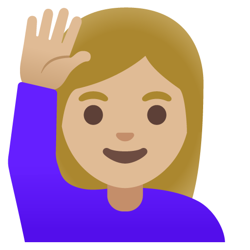 Жінка з піднятою рукою: світлий тон шкіри для Google 16.0