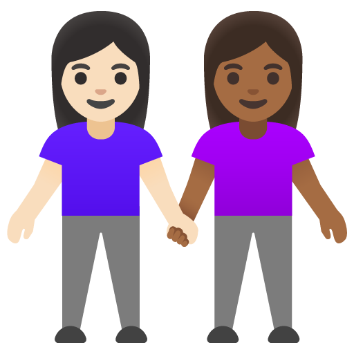 Две женщины: очень светлый тон кожи темный тон кожи для Google 16.0