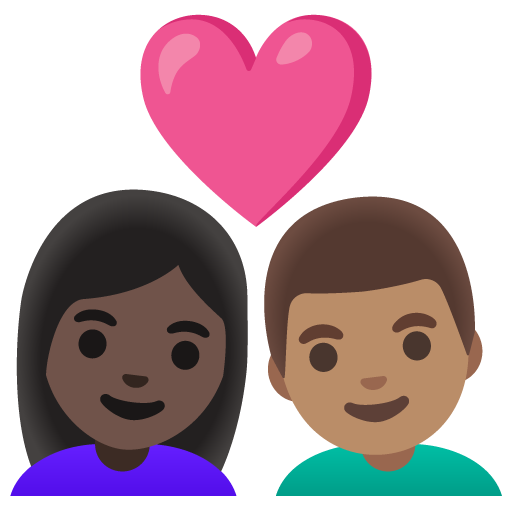 Закохана пара: жінка чоловік дуже темний тон шкіри середній тон шкіри для Google 17.0