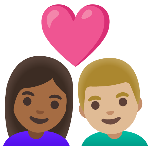 Закохана пара: жінка чоловік темний тон шкіри світлий тон шкіри для Google 17.0