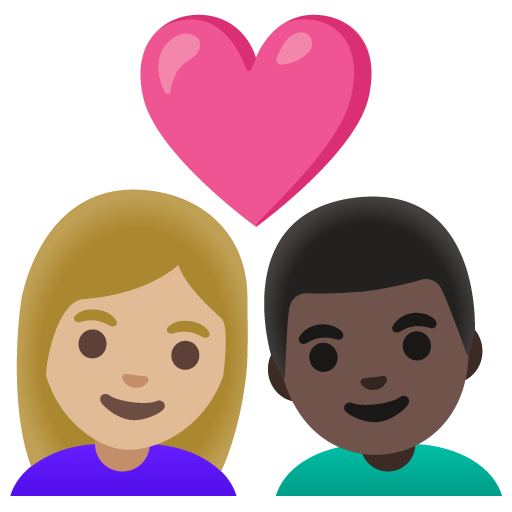 Закохана пара: жінка чоловік світлий тон шкіри дуже темний тон шкіри для Google 17.0