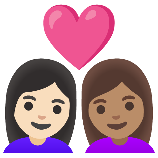 Закохана пара: жінка жінка дуже світлий тон шкіри середній тон шкіри для Google 17.0