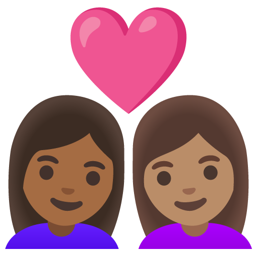 Закохана пара: жінка жінка темний тон шкіри середній тон шкіри для Google 17.0