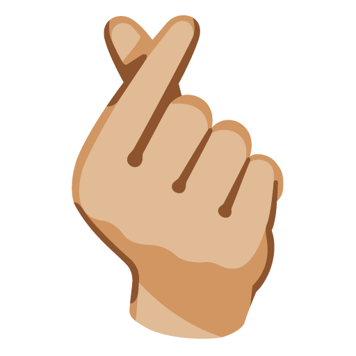 Hand with Index Finger and Thumb Crossed: Medium-Light Skin Tone for Google 17.0