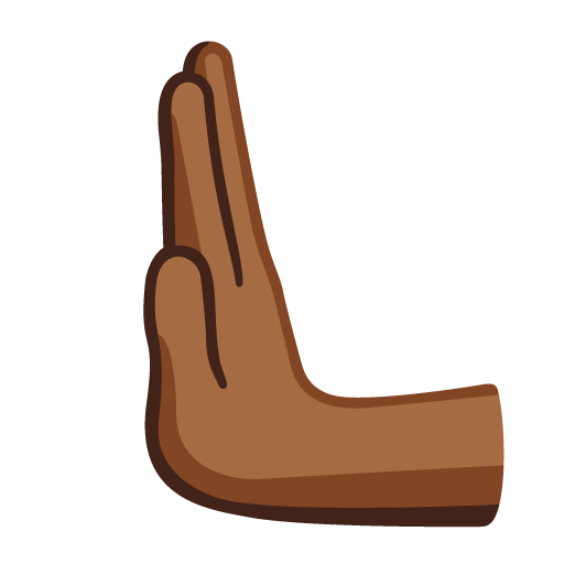 Mão empurrando para a esquerda: tom de pele médio-escuro para Google 17.0