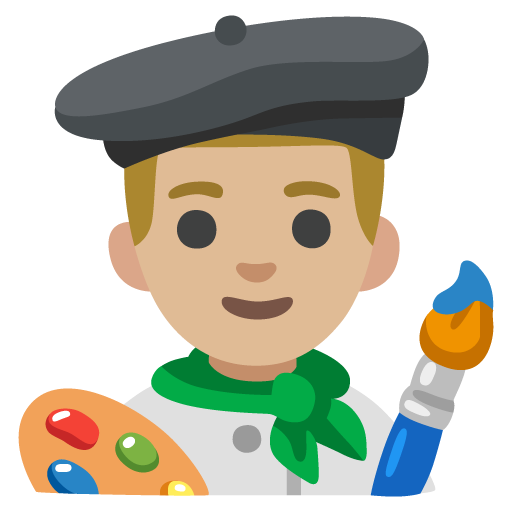 Чоловік-художник: світлий тон шкіри для Google 17.0