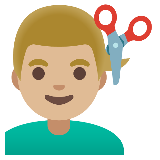 Man Getting Haircut: Medium-Light Skin Tone para Google 17.0