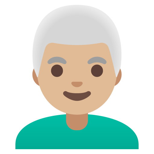 Homem: Tom de Pele Medium-Light, Cabelo Branco para Google 17.0