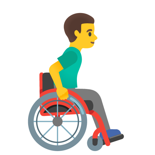 Homem em cadeira de rodas manual virado para a direita para Google 17.0