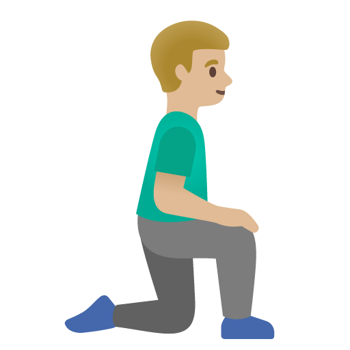 <p>Чоловік на колінах: відтінок шкіри середньо світлий, обличчям вправо</p> для Google 17.0