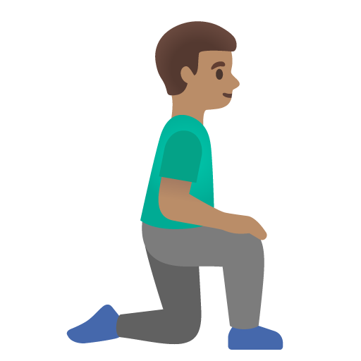 <p>Чоловік, що стоїть на колінах: середній відтінок шкіри, дивиться праворуч</p> для Google 17.0