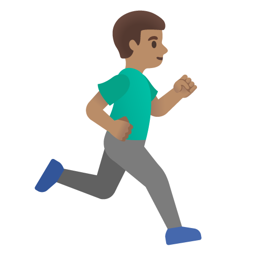 Homem correndo de frente para a direita: tom de pele médio para Google 17.0