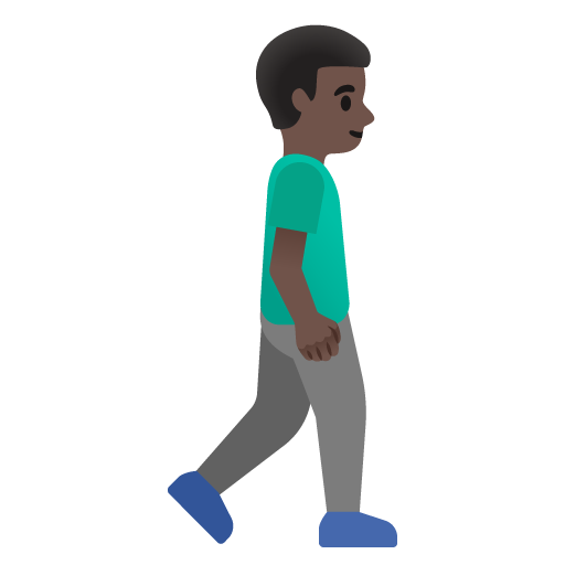 Homem caminhando de frente para a direita: tom de pele escuro para Google 17.0