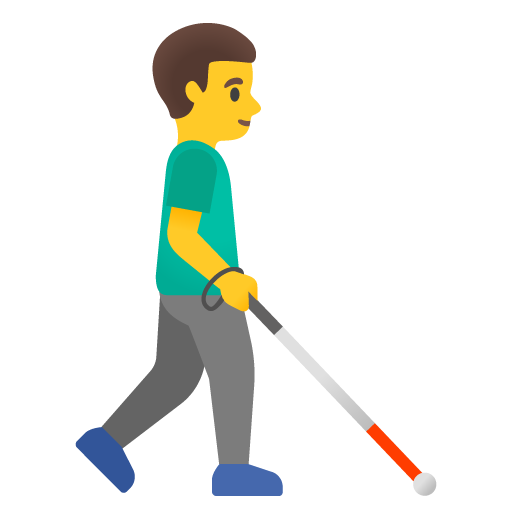 Homem com bengala branca voltado para a direita para Google 17.0