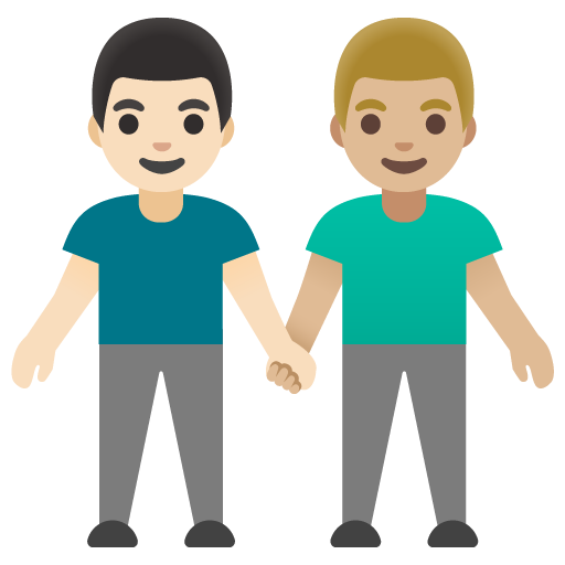 Homens a segurar as mãos: Tom de Pele Claro, Tom de Pele Médio-Luz para Google 17.0